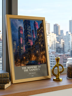 The Bonfire of the Vanities book cover print framed by window – literary home decor