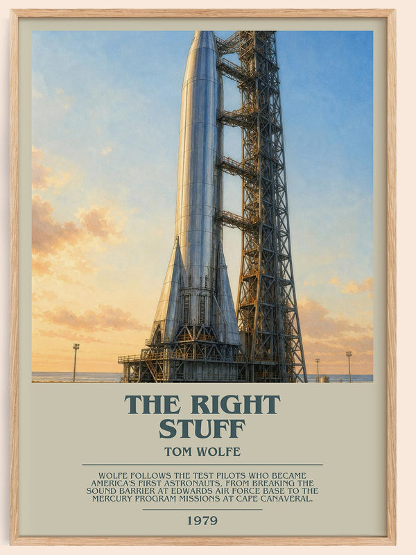 The Right Stuff bookish book poster by Tom Wolfe – framed literary art print