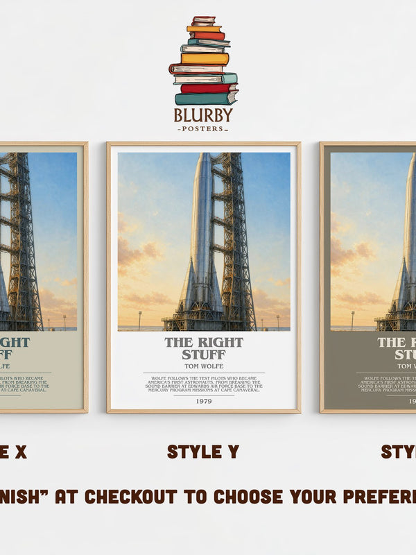 The Right Stuff bookish print in frame leaning in hallway – non fiction wall art