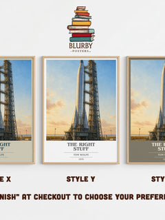 The Right Stuff book cover print in frame leaning in hallway – non fiction wall art