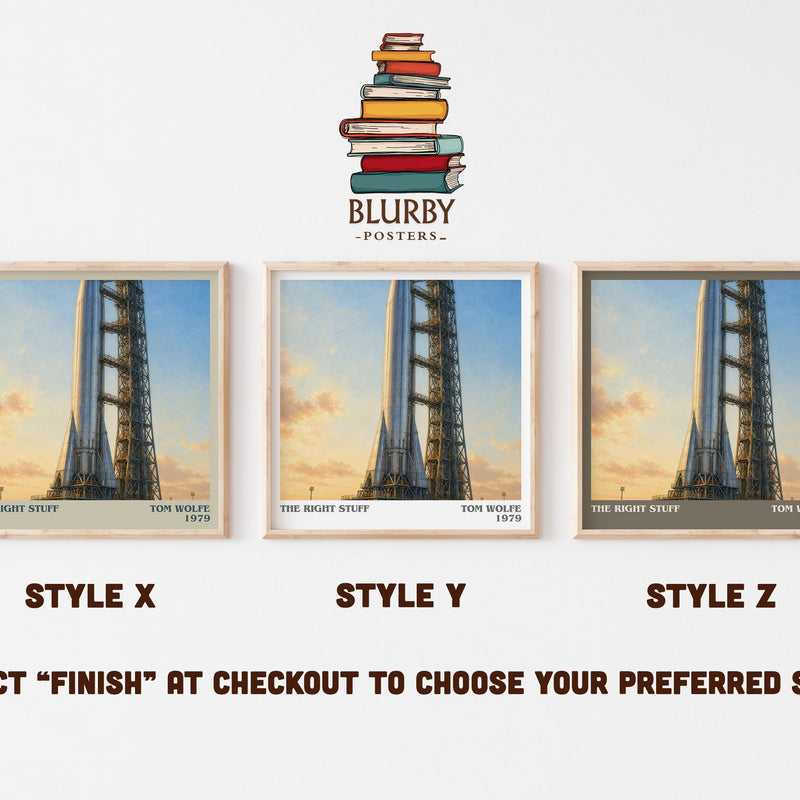 The Right Stuff literary print in frame leaning in hallway – non fiction wall art