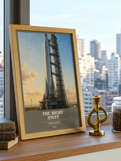The Right Stuff book cover print framed by window – literary home decor