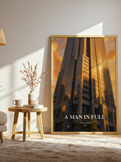 A Man in Full watercolour print in frame leaning in hallway – contemporary fiction wall art