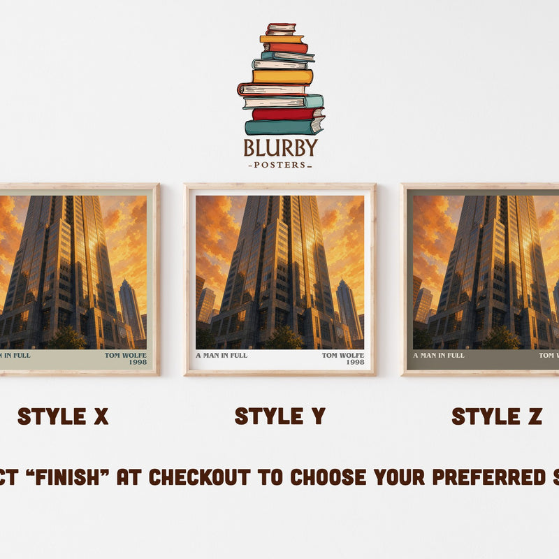 A Man in Full literary print in frame leaning in hallway – contemporary fiction wall art