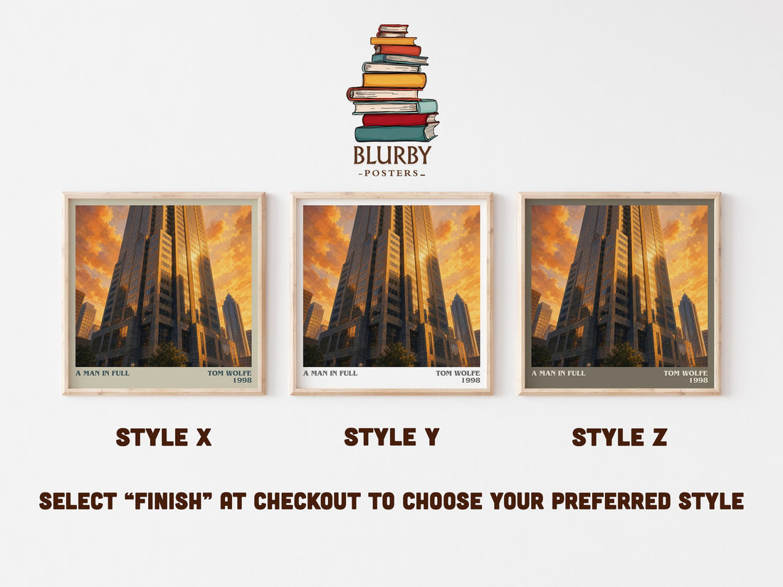A Man in Full literary print in frame leaning in hallway – contemporary fiction wall art (mockup)
