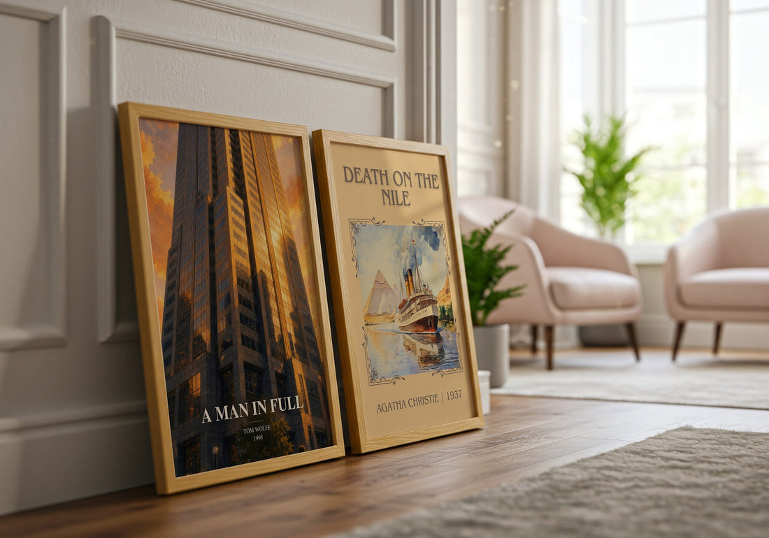 A Man in Full watercolour print framed by window – literary home decor