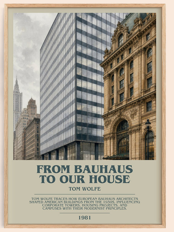 From Bauhaus to our house bookish book poster by Tom Wolfe – framed literary art print