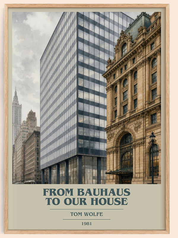 From Bauhaus to our house book cover book poster by Tom Wolfe – framed literary art print