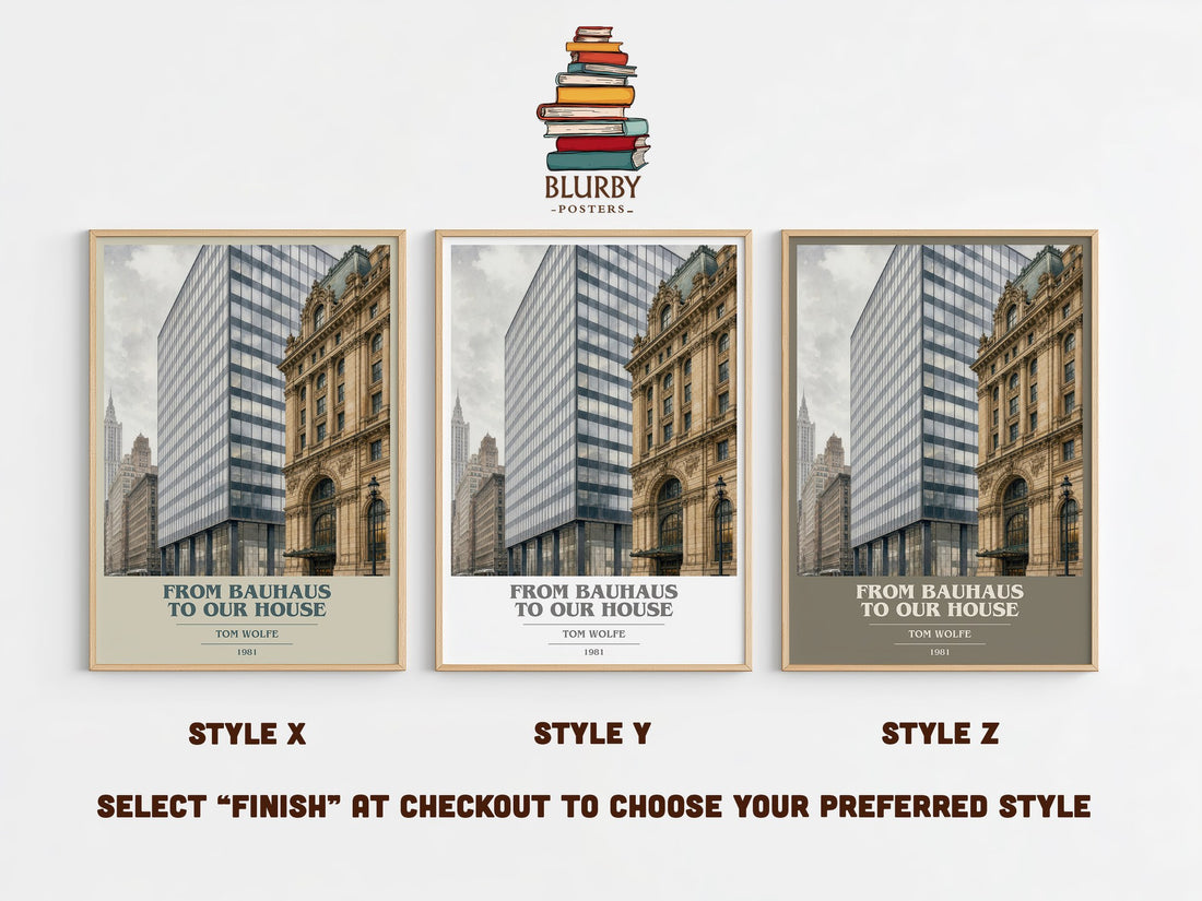 From Bauhaus to our house book cover print in frame leaning in hallway – non fiction wall art (mockup)