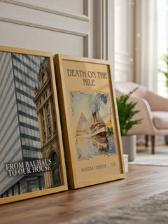 From Bauhaus to our house watercolour print framed by window – literary home decor