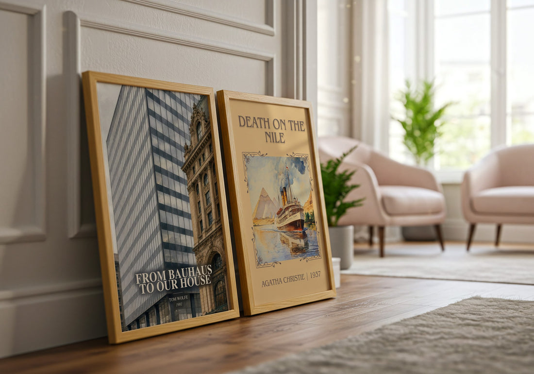 From Bauhaus to our house watercolour print framed by window – literary home decor
