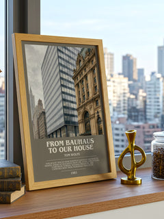 From Bauhaus to our house bookish print framed by window – literary home decor