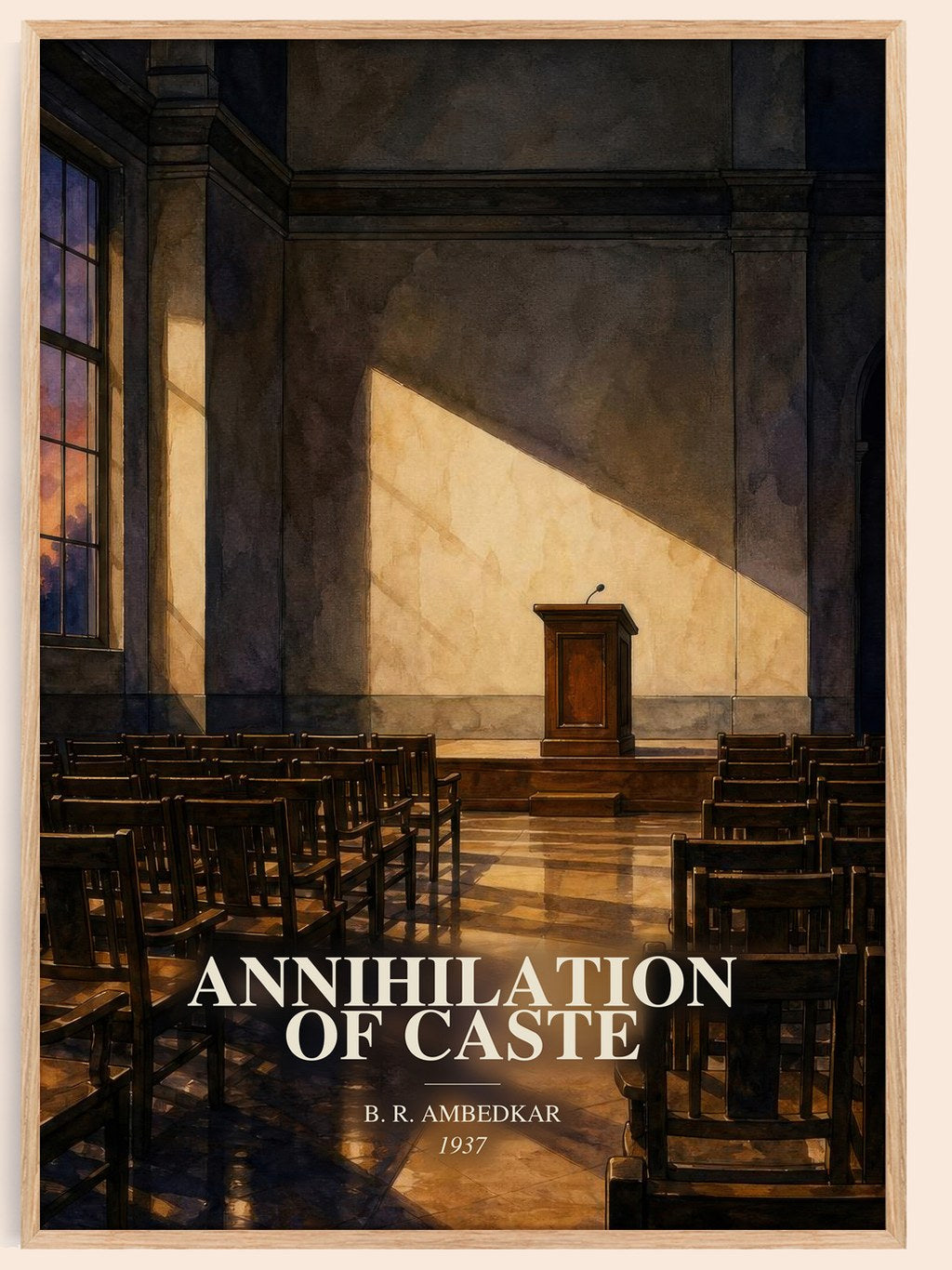 Annihilation of caste watercolour book poster by B. R. Ambedkar – framed literary art print