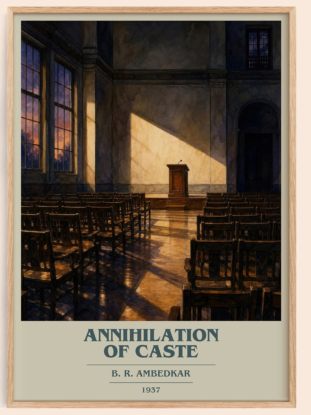 Annihilation of caste book cover book poster by B. R. Ambedkar – framed literary art print