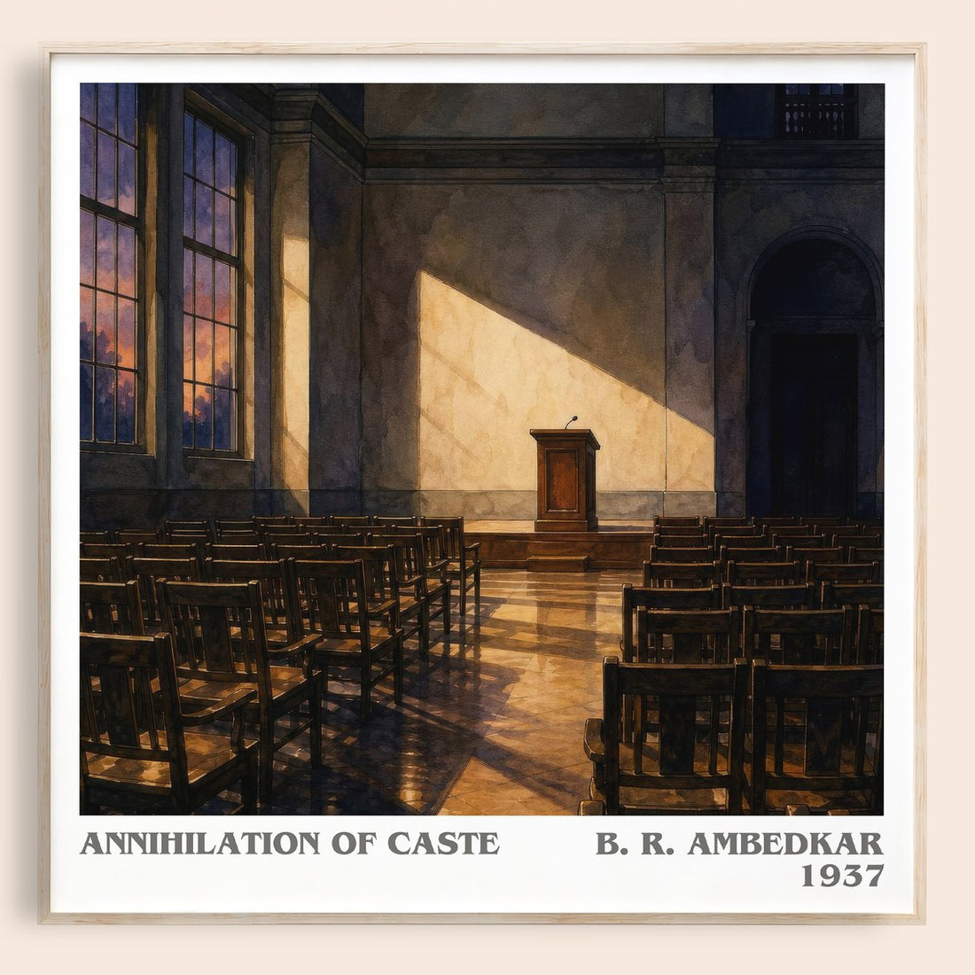 Annihilation of caste literary book poster by B. R. Ambedkar – framed literary art print