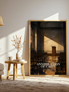 Annihilation of caste watercolour print in frame leaning in hallway – philosophy wall art