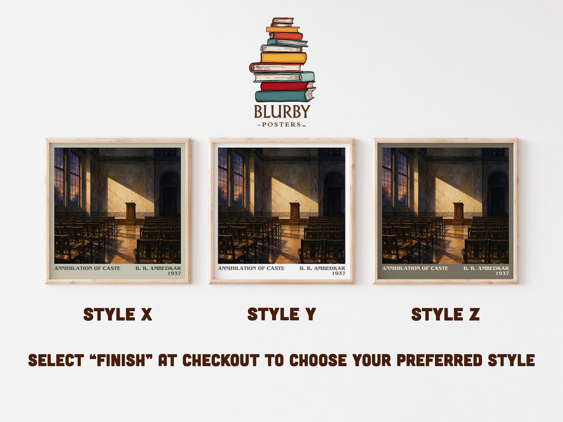 Annihilation of caste literary print in frame leaning in hallway – philosophy wall art (mockup)