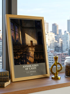 Annihilation of caste book cover print framed by window – literary home decor