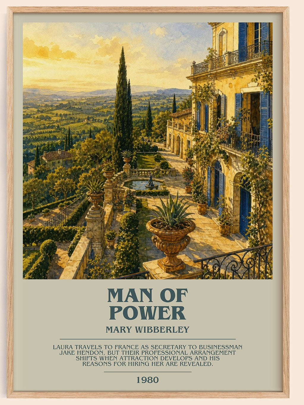 Man of power bookish book poster by Mary Wibberley – framed literary art print