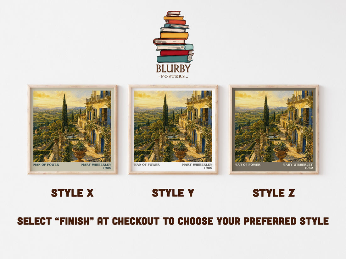 Man of power literary print in frame leaning in hallway – romance wall art (mockup)