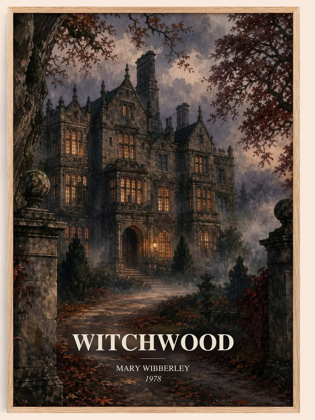 Witchwood watercolour book poster by Mary Wibberley – framed literary art print