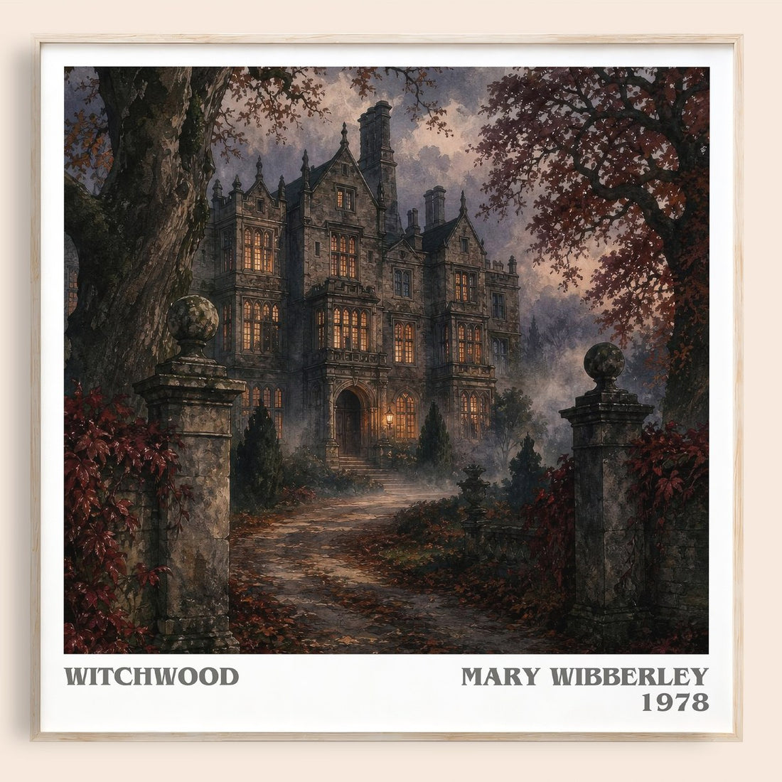 Witchwood literary book poster by Mary Wibberley – framed literary art print