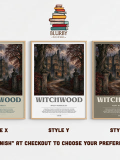 Witchwood bookish print in frame leaning in hallway – gothic wall art