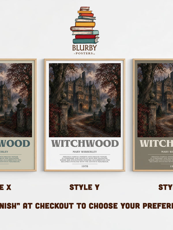 Witchwood bookish print in frame leaning in hallway – gothic wall art