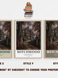 Witchwood book cover print in frame leaning in hallway – gothic wall art
