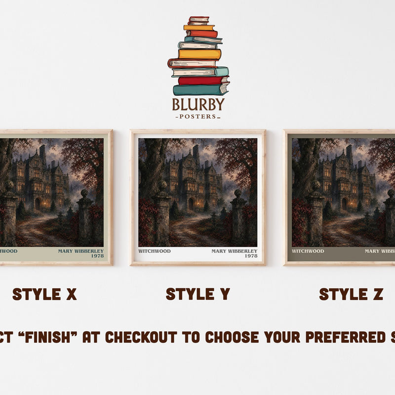 Witchwood literary print in frame leaning in hallway – gothic wall art