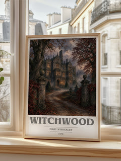Witchwood book cover poster colour and style options – Mary Wibberley book art