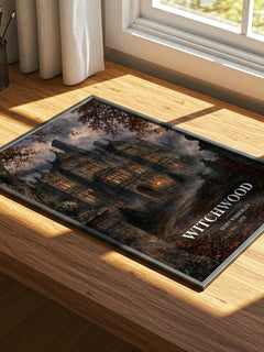 Witchwood watercolour book poster framed on wall – gothic wall art