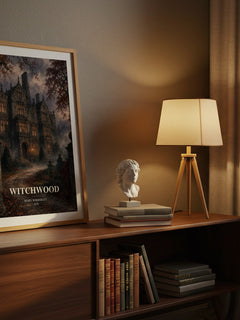 Witchwood watercolour print on bookshelf – Mary Wibberley fan gift