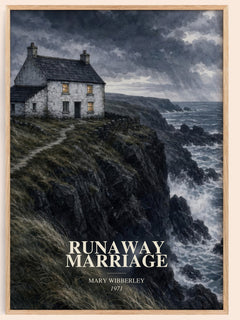 Runaway marriage watercolour book poster by Mary Wibberley – framed literary art print