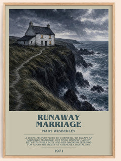 Runaway marriage bookish book poster by Mary Wibberley – framed literary art print
