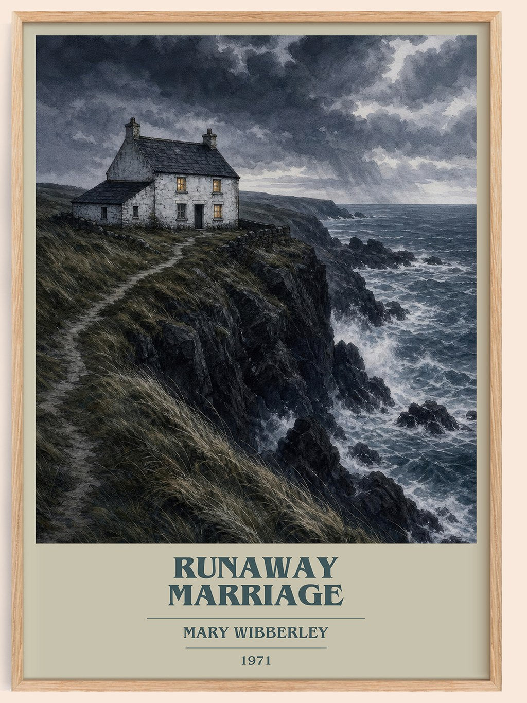 Runaway marriage book cover book poster by Mary Wibberley – framed literary art print