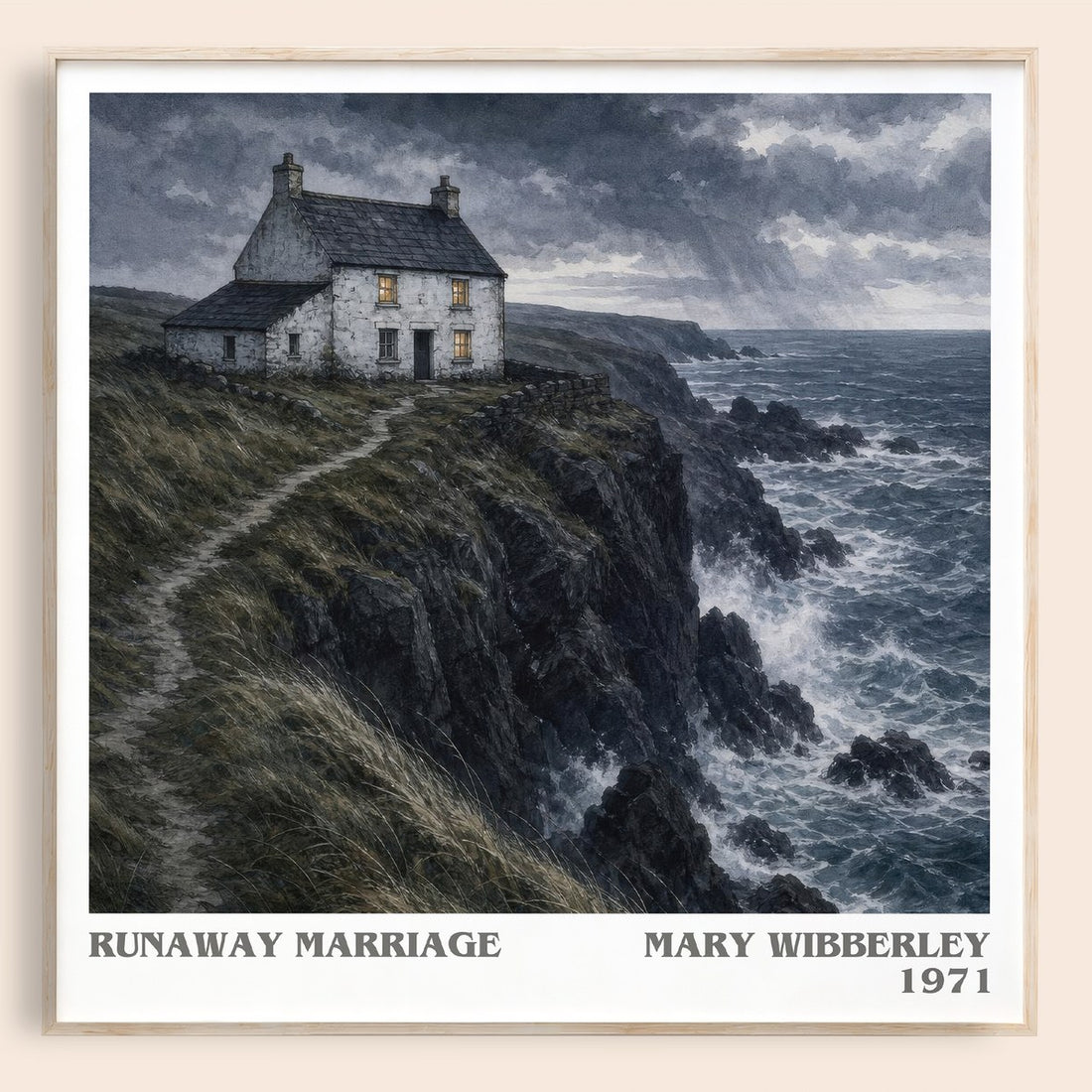 Runaway marriage literary book poster by Mary Wibberley – framed literary art print