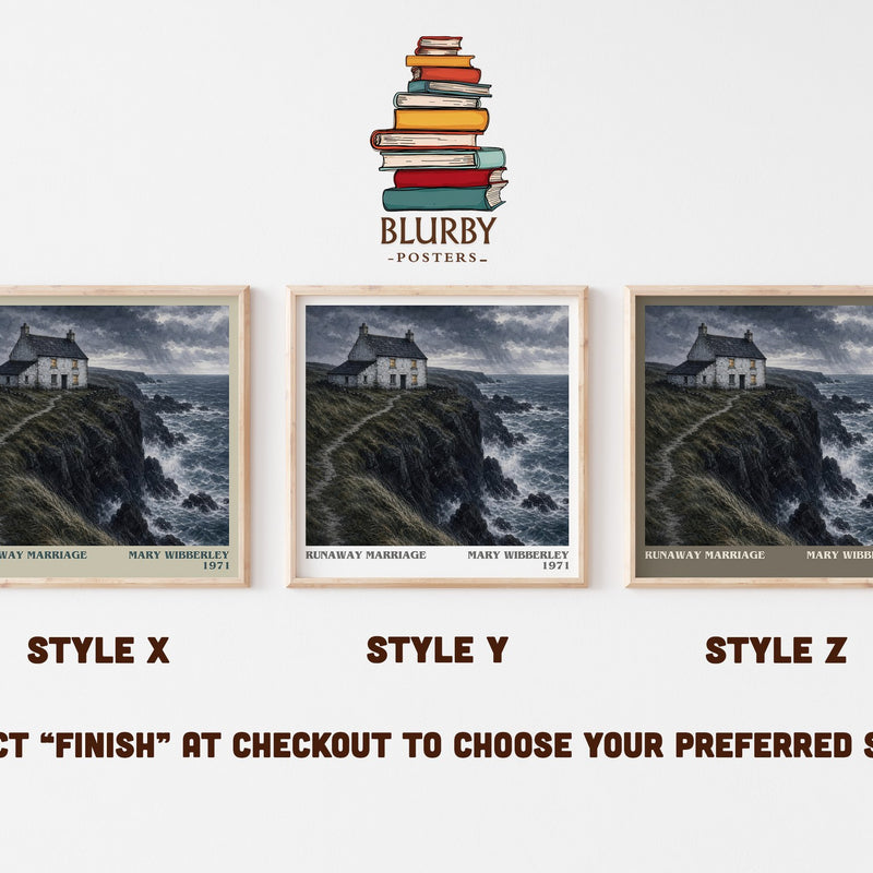 Runaway marriage literary print in frame leaning in hallway – romance wall art