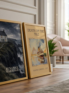 Runaway marriage watercolour print framed by window – literary home decor