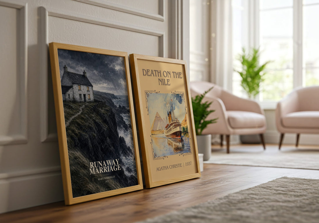 Runaway marriage watercolour print framed by window – literary home decor