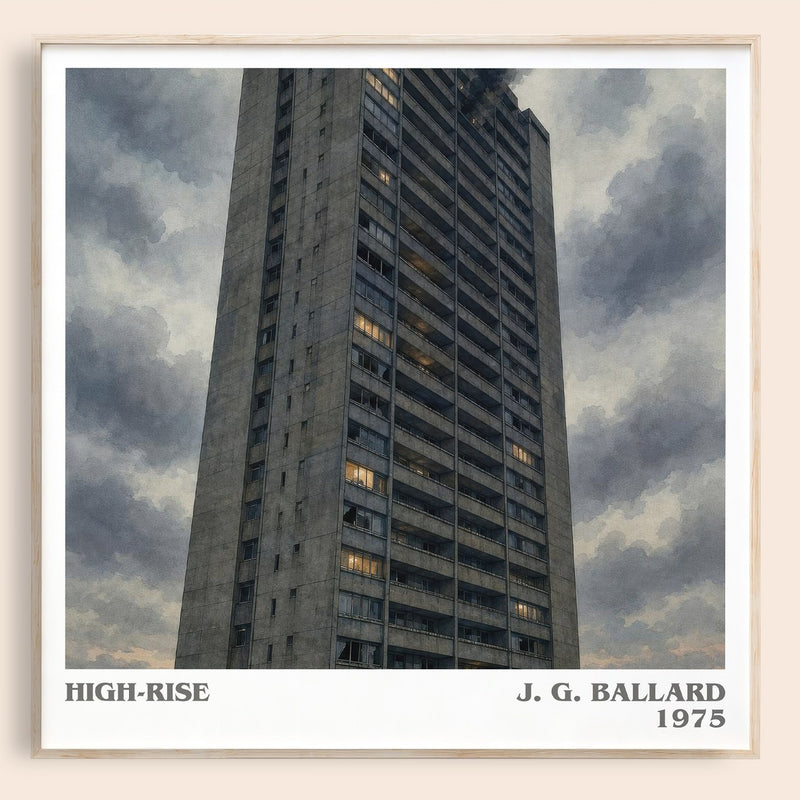 High-Rise literary book poster by J. G. Ballard – framed literary art print