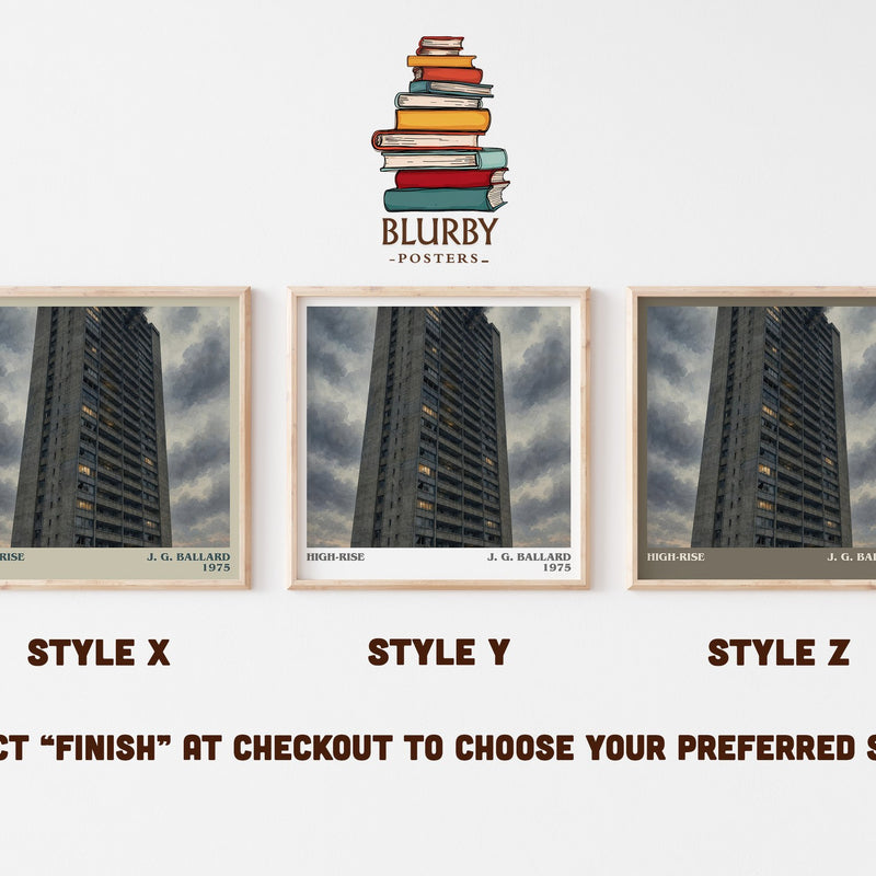 High-Rise literary print in frame leaning in hallway – dystopian wall art