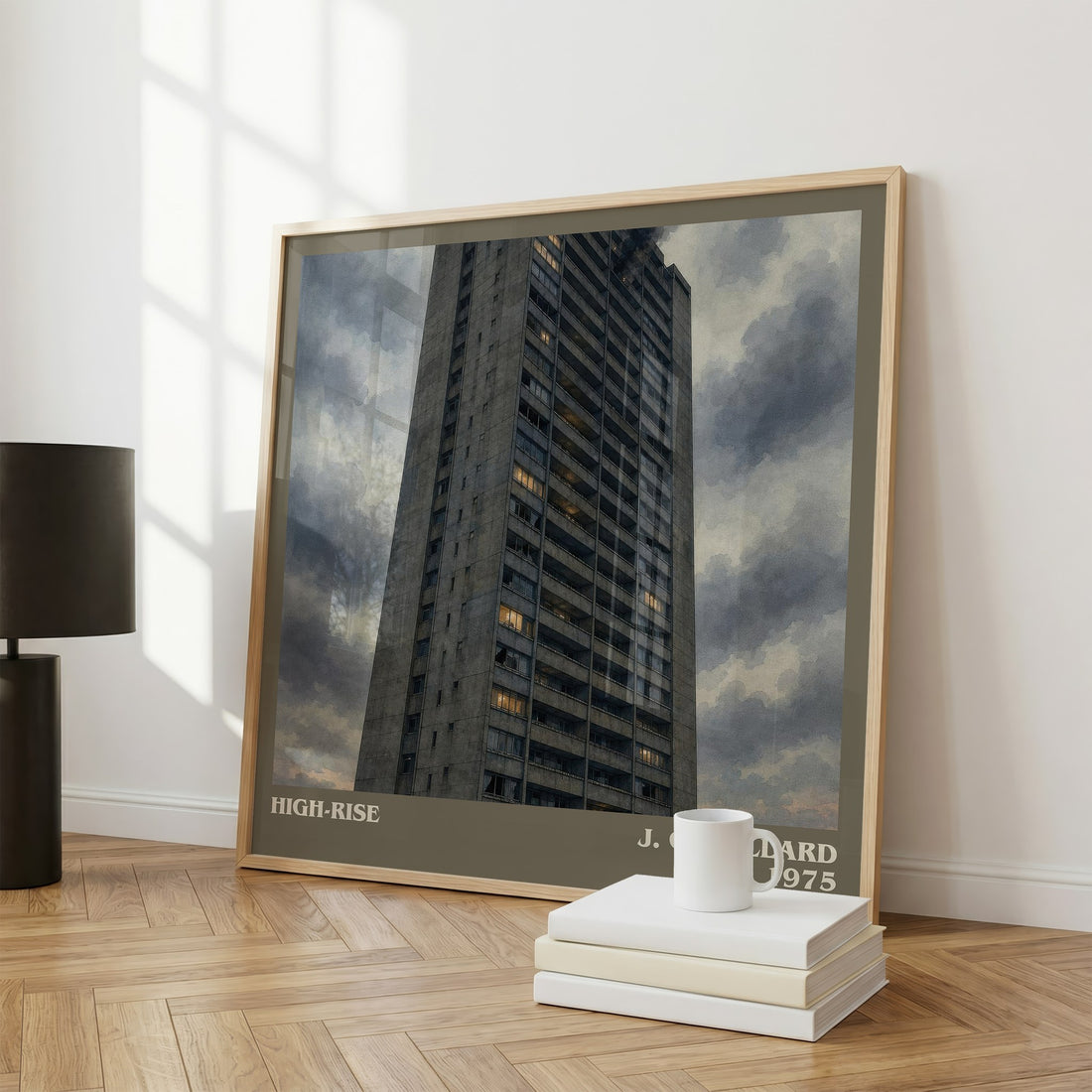 High-Rise literary print framed by window – literary home decor