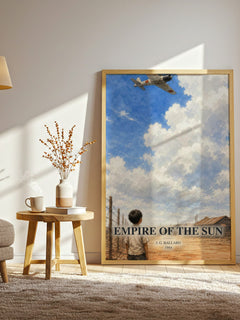 Empire of the Sun watercolour print in frame leaning in hallway – historical fiction wall art