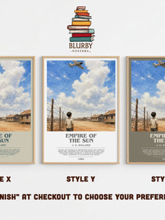 Empire of the Sun Bookish Wall Art by J. G. Ballard – Style X, Y and Z side by side – choose your finish