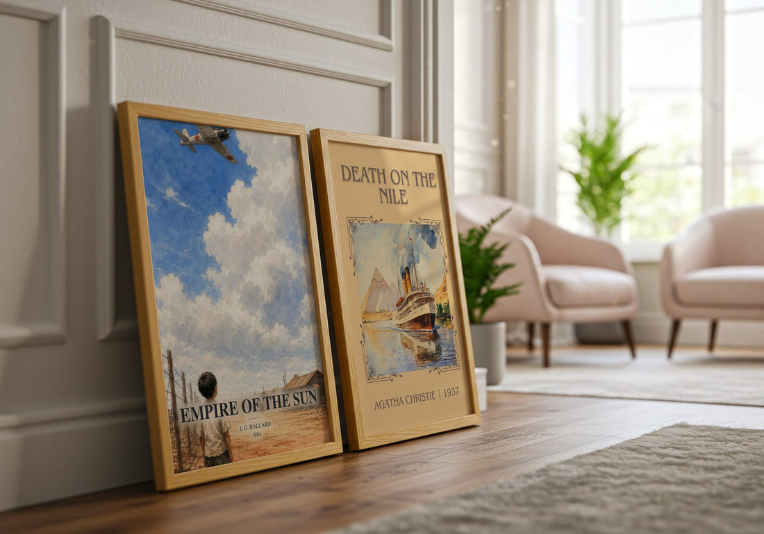 Empire of the Sun watercolour print framed by window – literary home decor