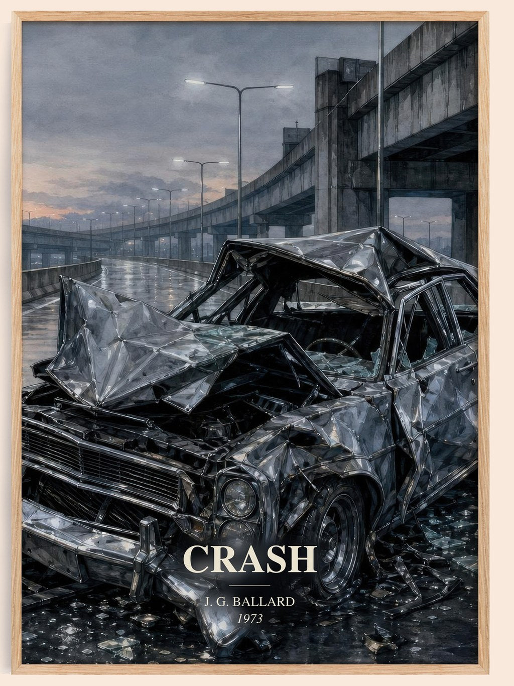Crash watercolour book poster by J. G. Ballard – framed literary art print
