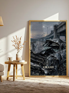 Crash watercolour print in frame leaning in hallway – literary fiction wall art