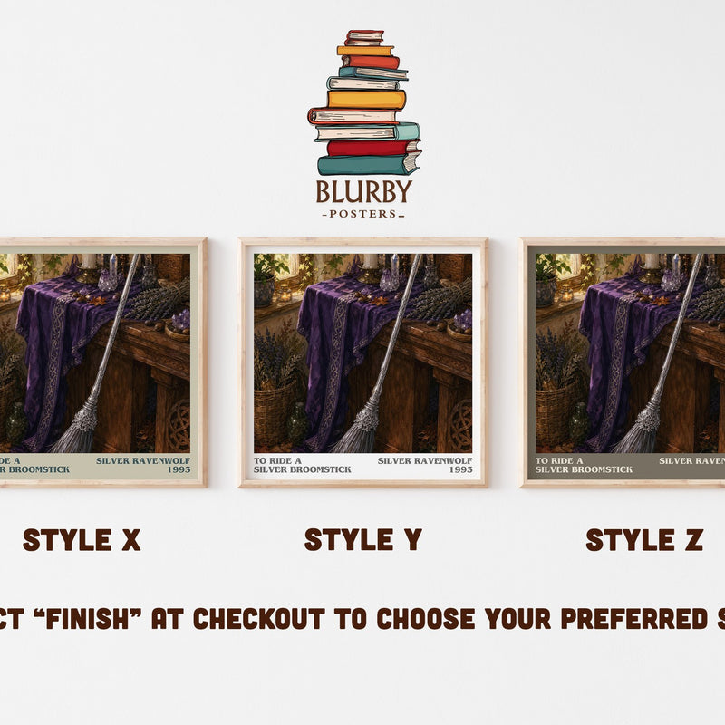 To ride a silver broomstick literary print in frame leaning in hallway – non fiction wall art