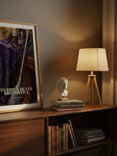 To ride a silver broomstick watercolour print on bookshelf – Silver Ravenwolf fan gift